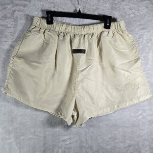 Fear Of God Essentials Shorts Men XL Khaki Tan Nylon Running Drawcord Read Des!
